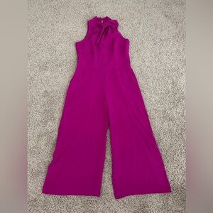 Trina Turk Sleeveless Bow-Neck Wide-Leg Jumpsuit - Magenta